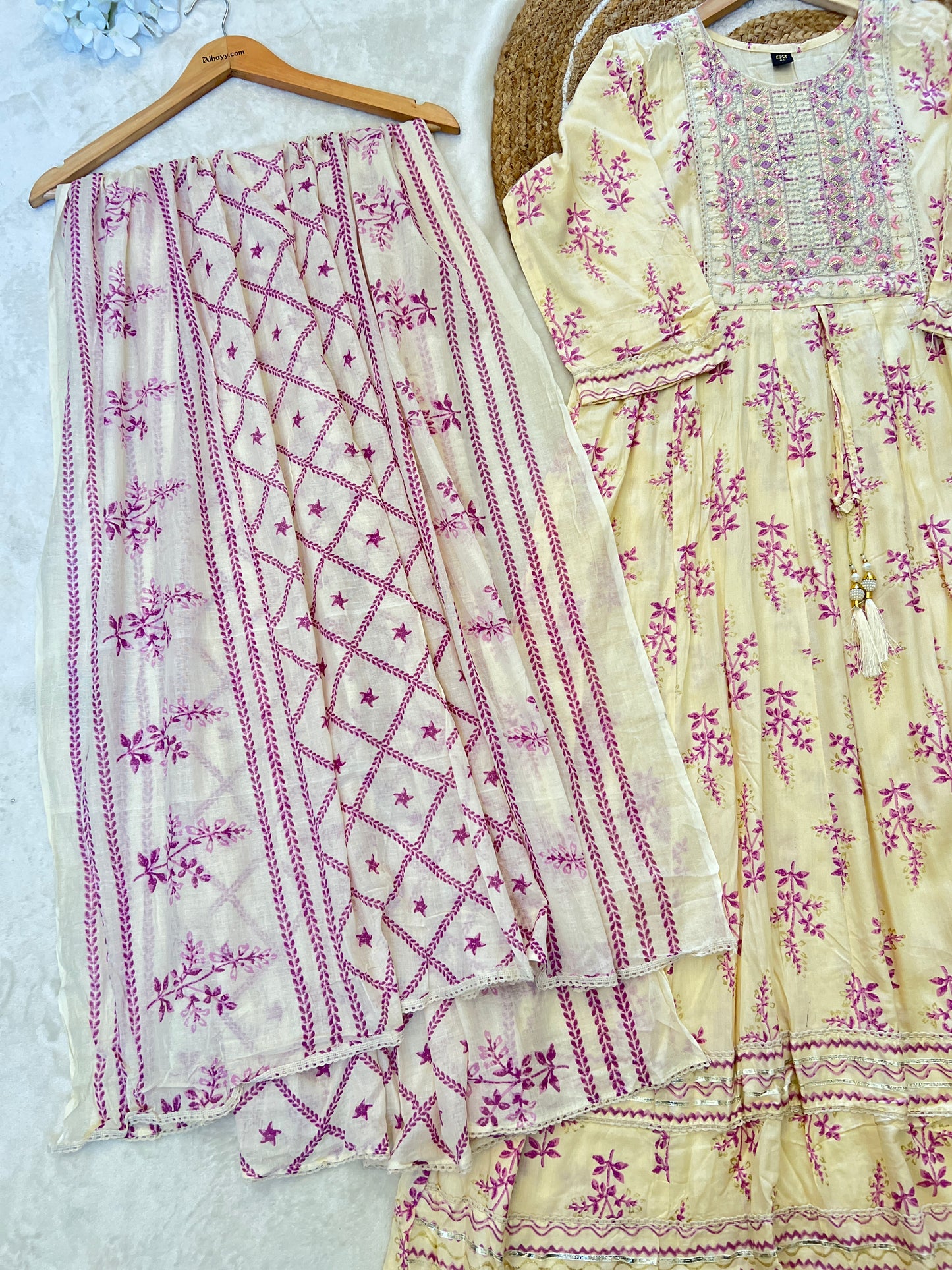 Beautiful anarkali style frock set cotton rayon material