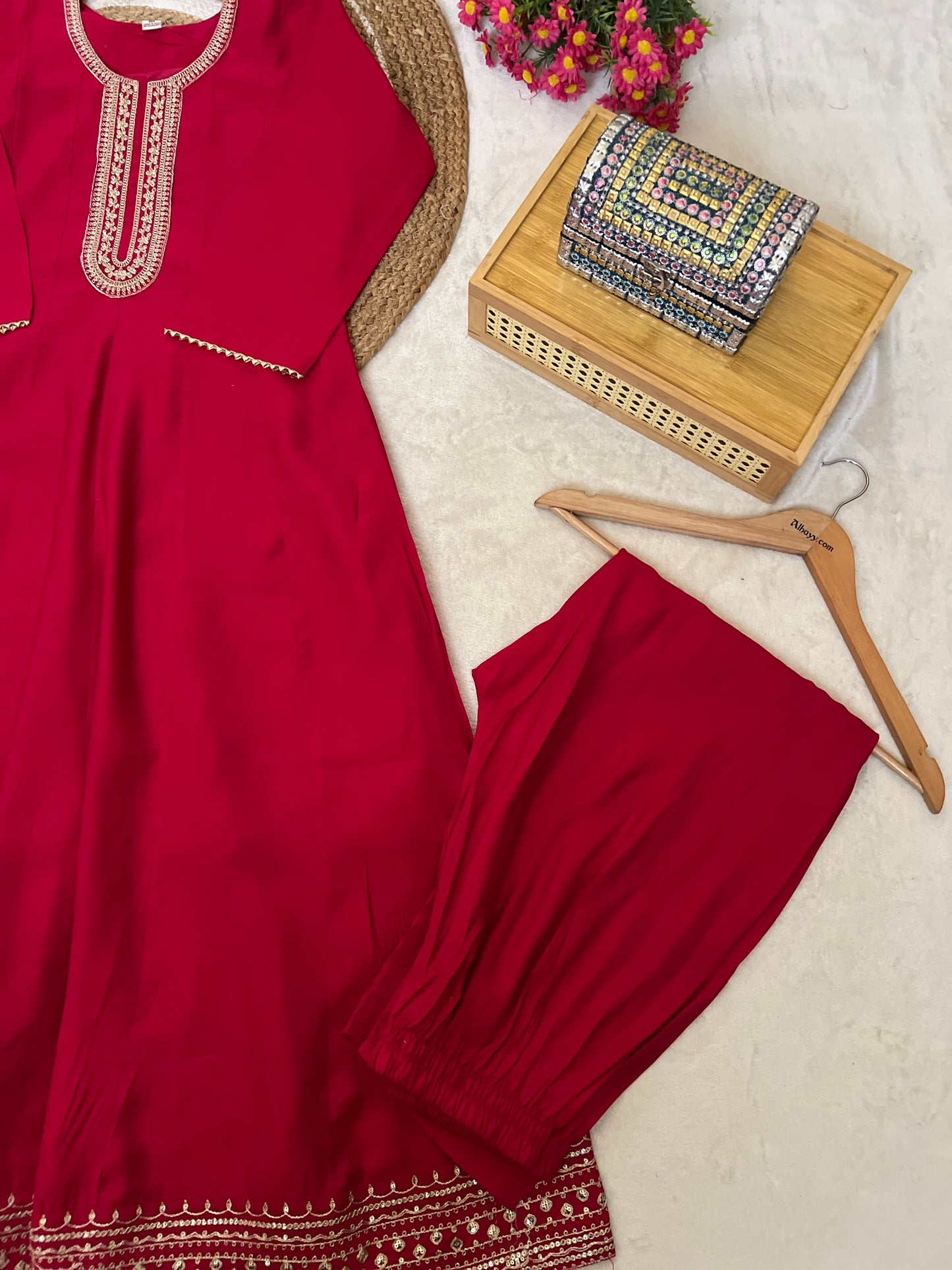 Beautiful red roman silk material dress