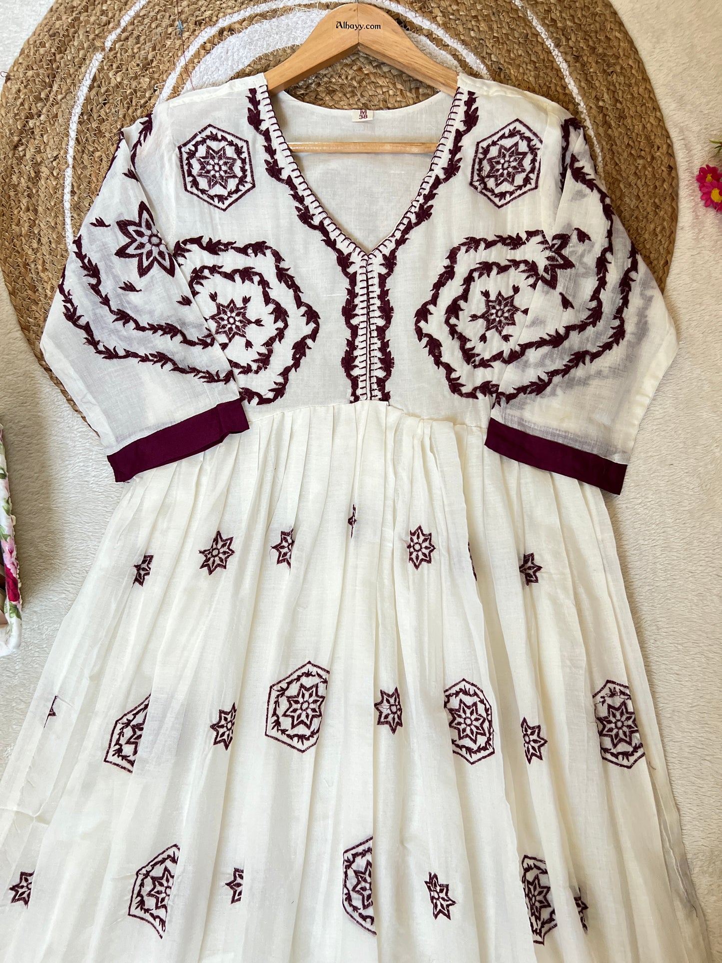 Beautiful cotton frock with full embroidery