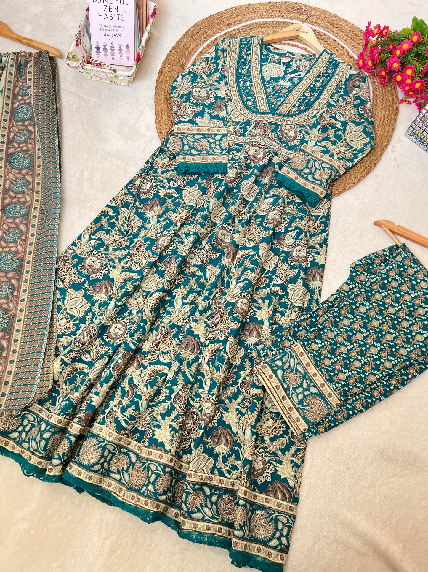 Beautiful cotton frock set with full lace work