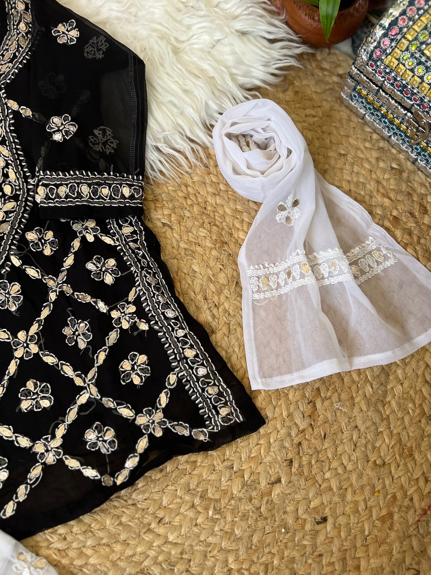 Kids chikankari with gota patti work