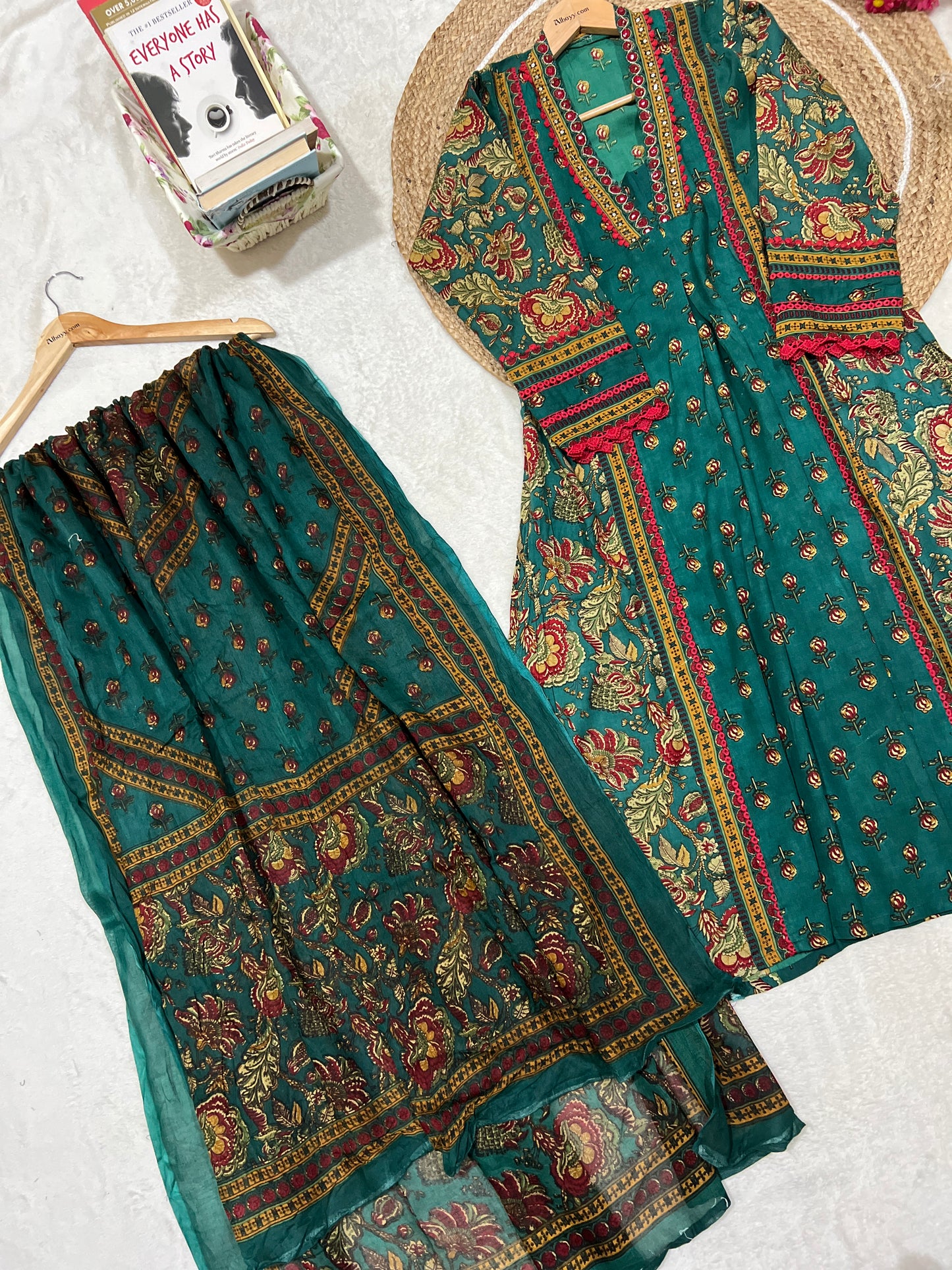 Cotton dress with cotton organza dupatta