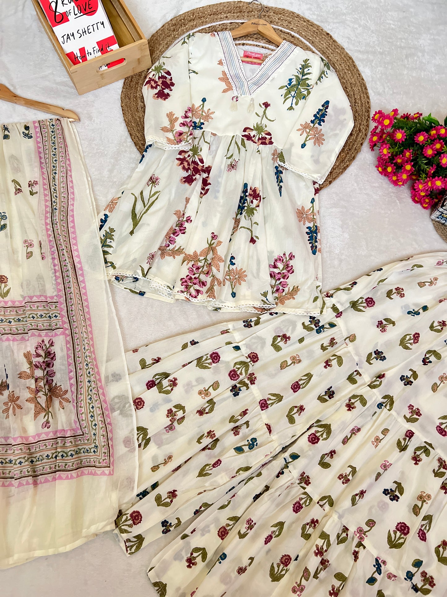 Beautiful dress in mul cotton with free earring