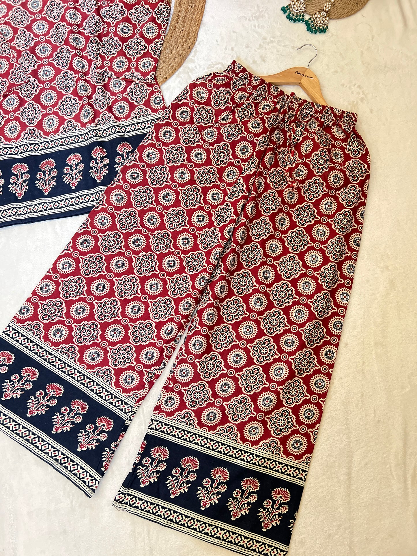Beautiful cord set in unique style , ajrak print