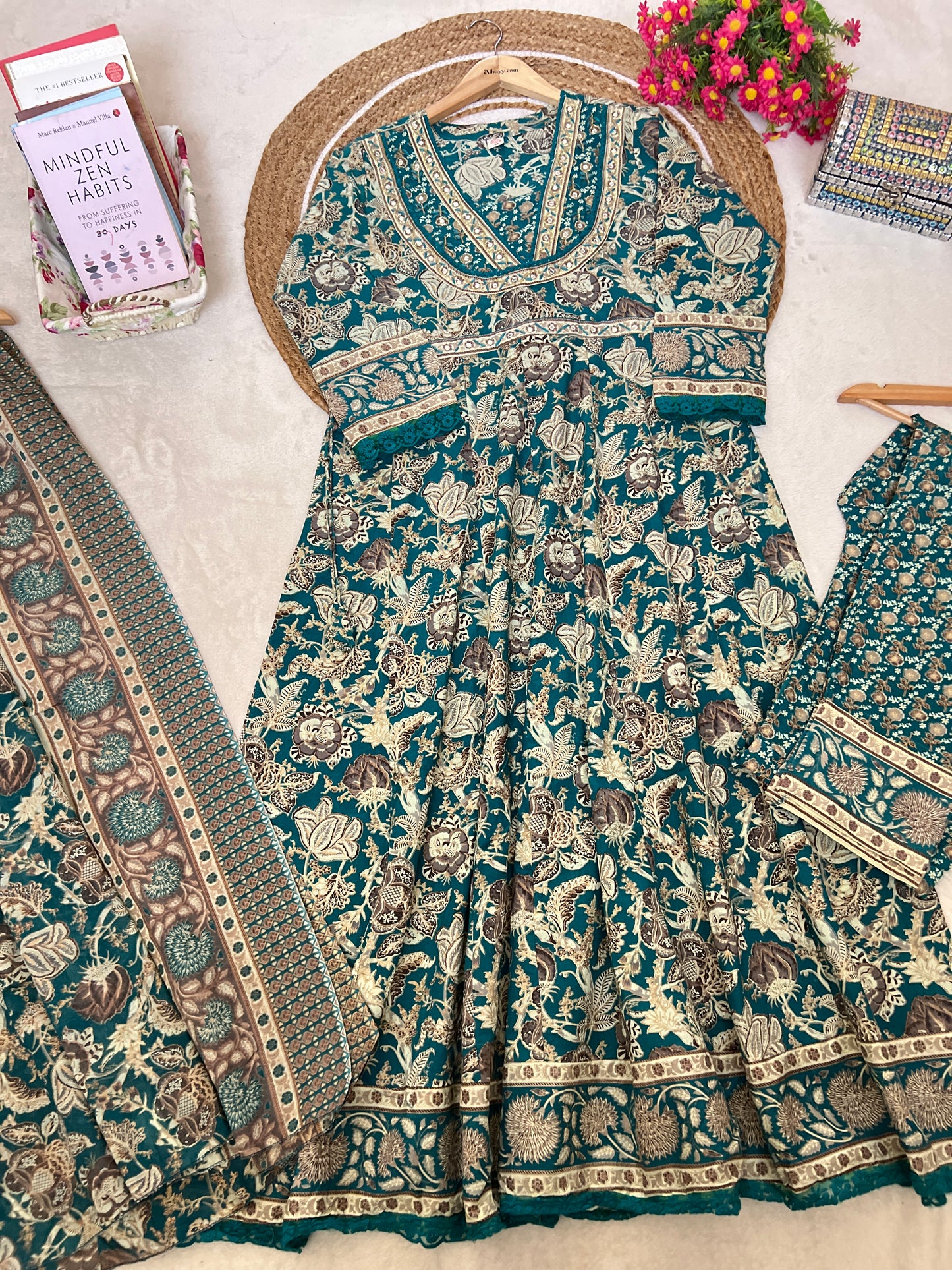 Beautiful cotton frock set with full lace work