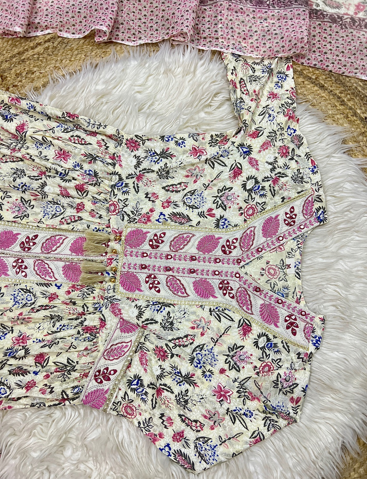 Cotton frock Dress with slits and shimmer work