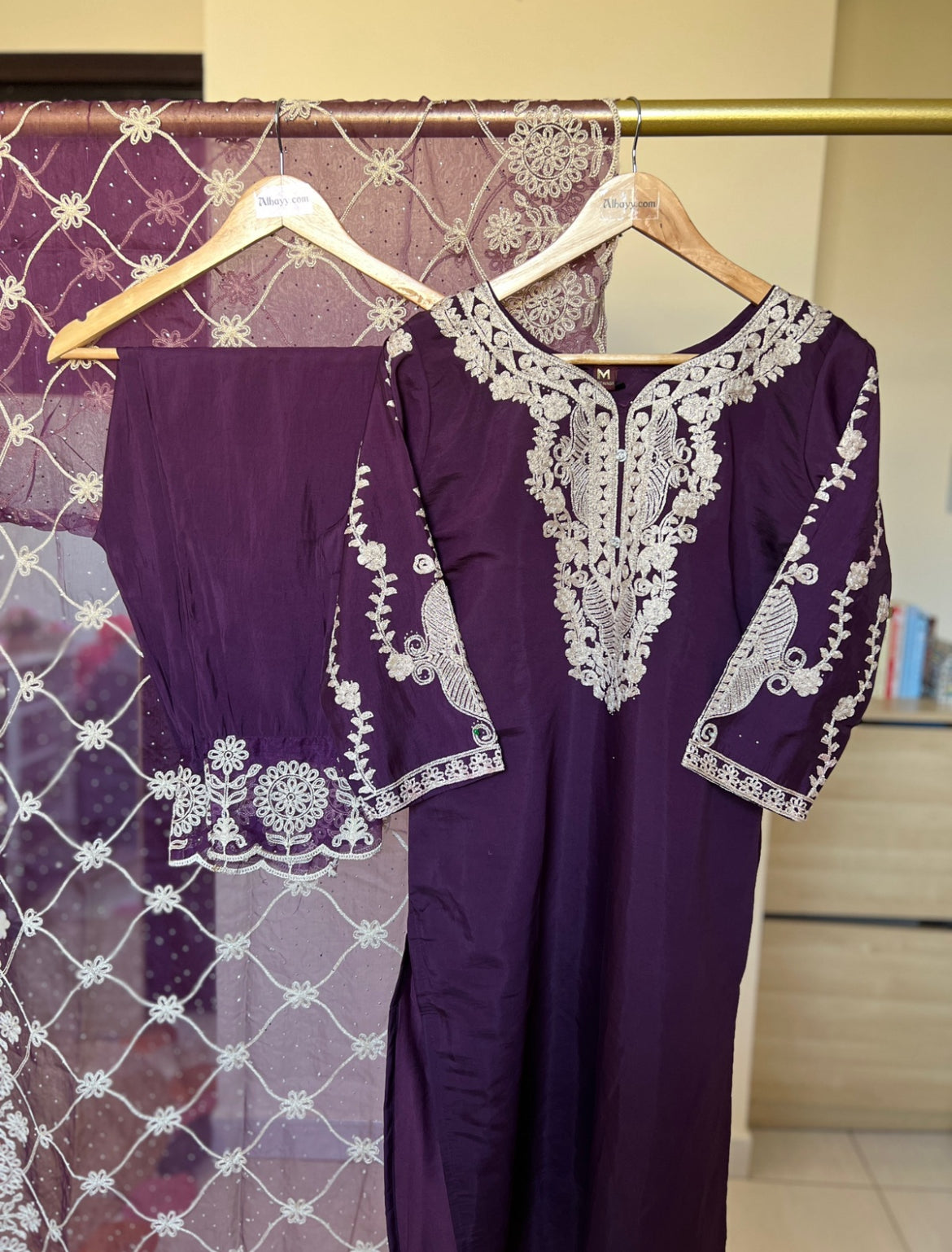 Beautiful dress with full embroidery with organza dupatta