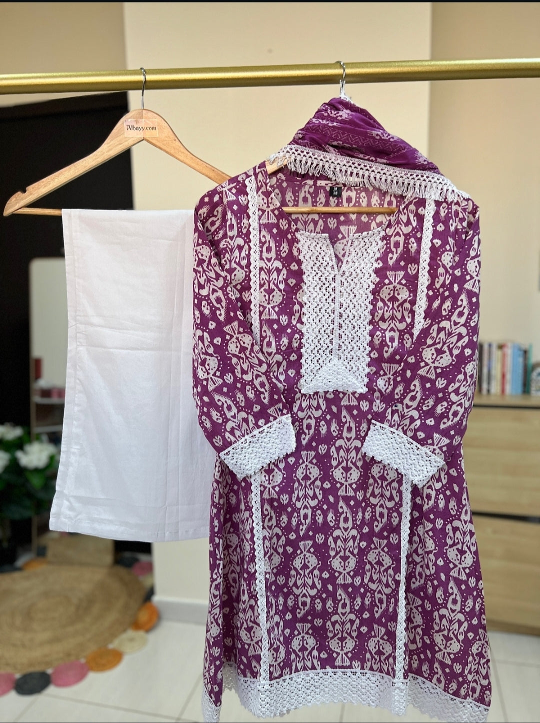 Premium Cotton Dress With Lace Work