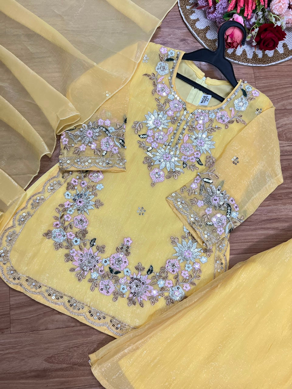 Yellow beautiful silk suit CBRP975