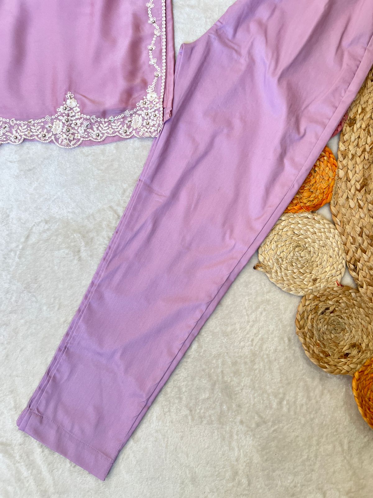 Lavender embroidered 3 pc suit set CPRB1044