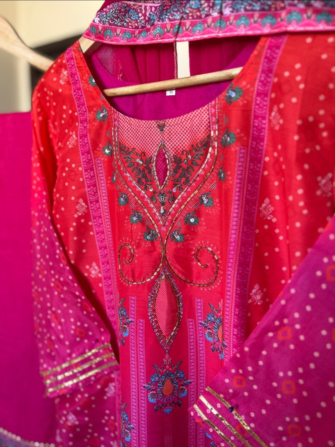 Beautiful Muslin Silk Dress With Work on Neck