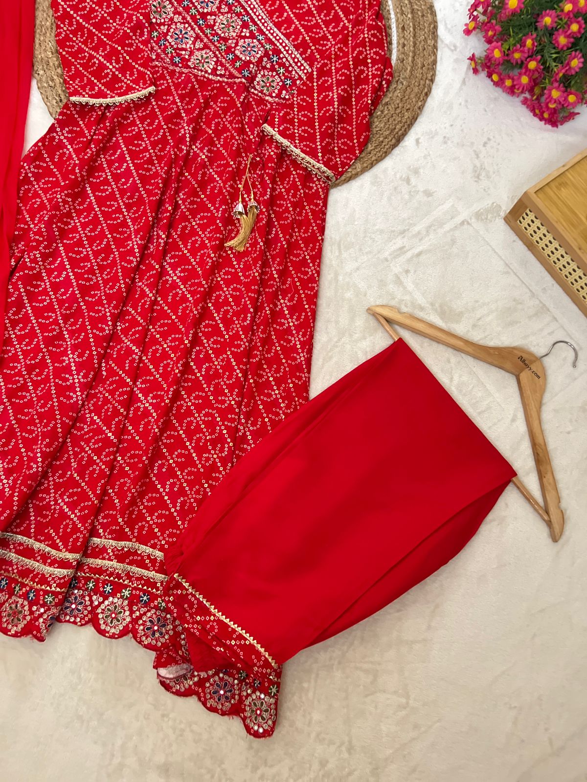 Rayon bandhani frock