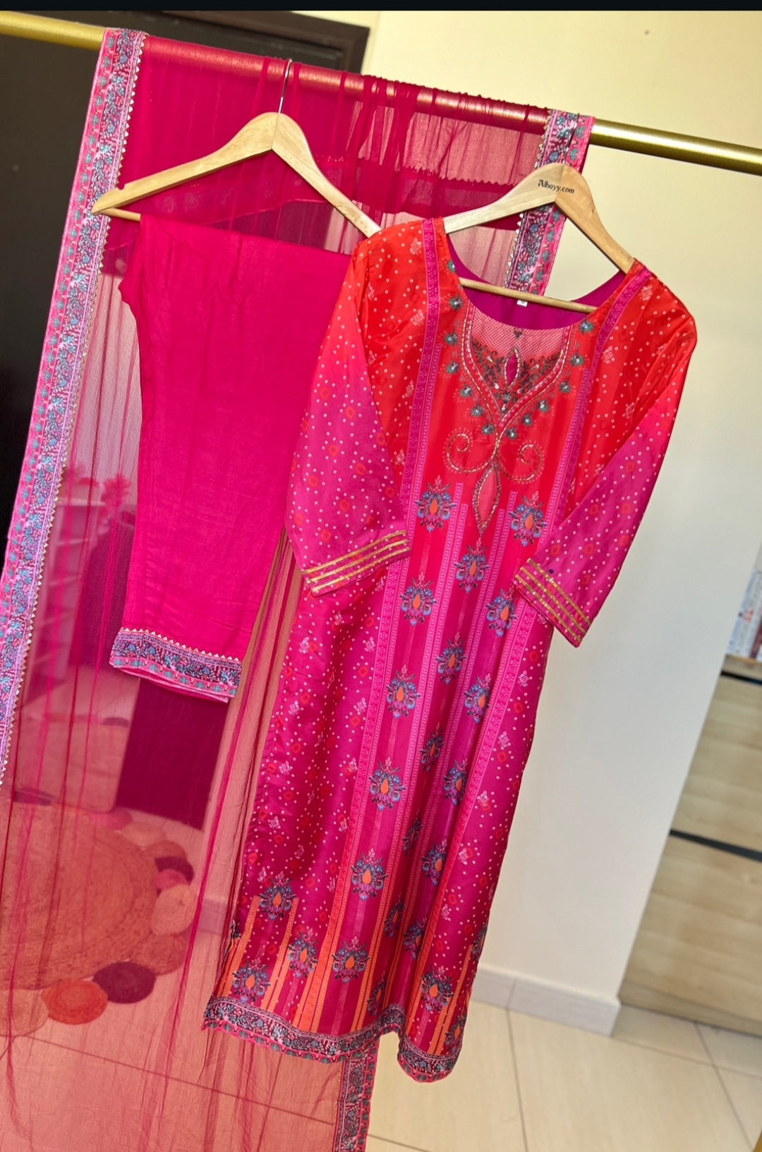 Beautiful Muslin Silk Dress With Work on Neck