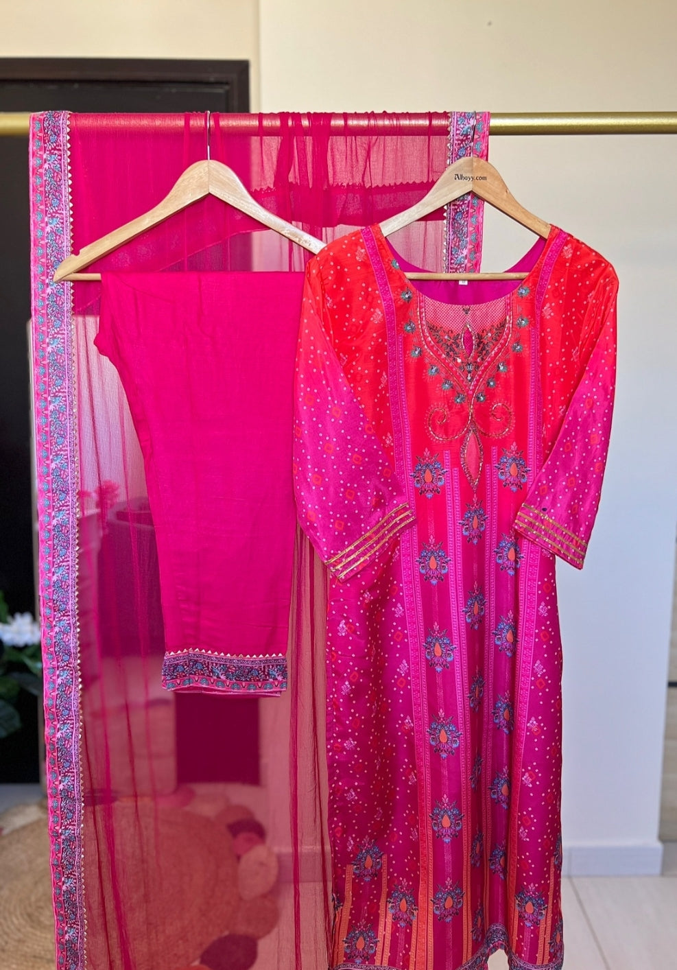 Beautiful Muslin Silk Dress With Work on Neck