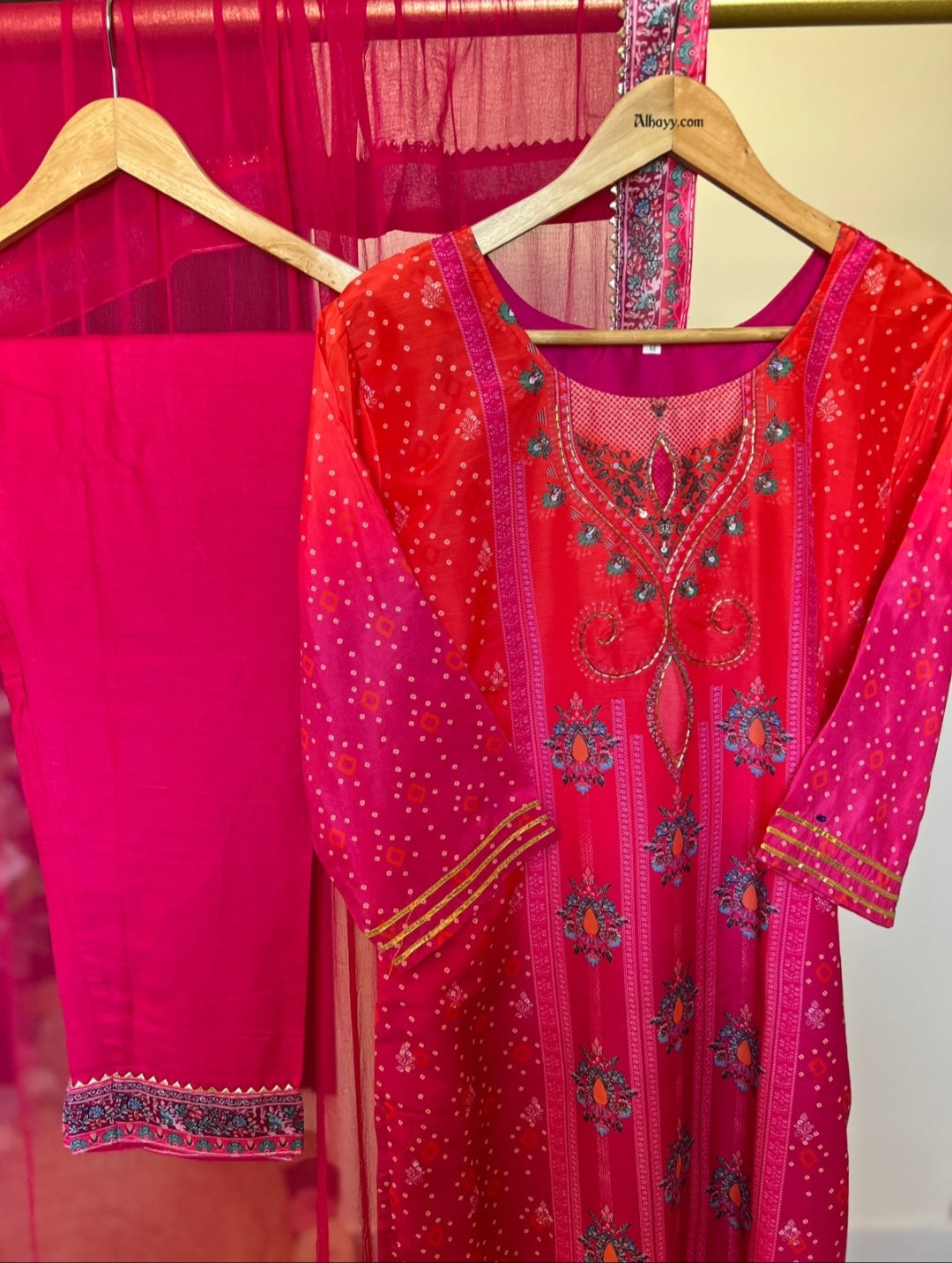 Beautiful Muslin Silk Dress With Work on Neck