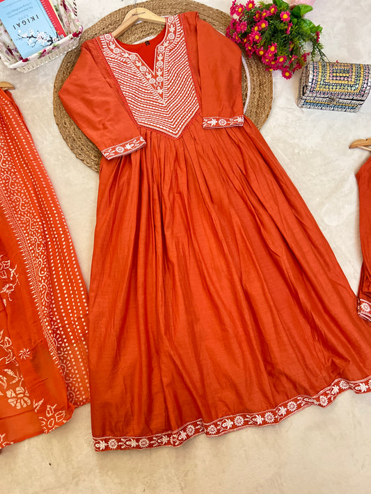 Premium Mul cotton suit set ( neck hands border & frock and pant border full Embroidery )
Dry clean only