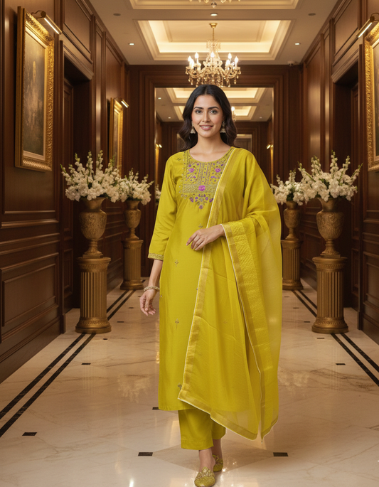 Cotton silk material dress with organza dupatta CBRP 40
