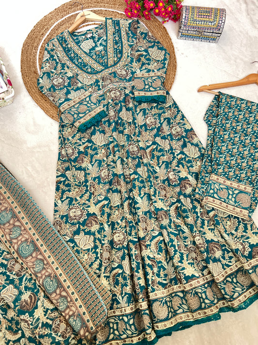 Beautiful cotton frock set with full lace work