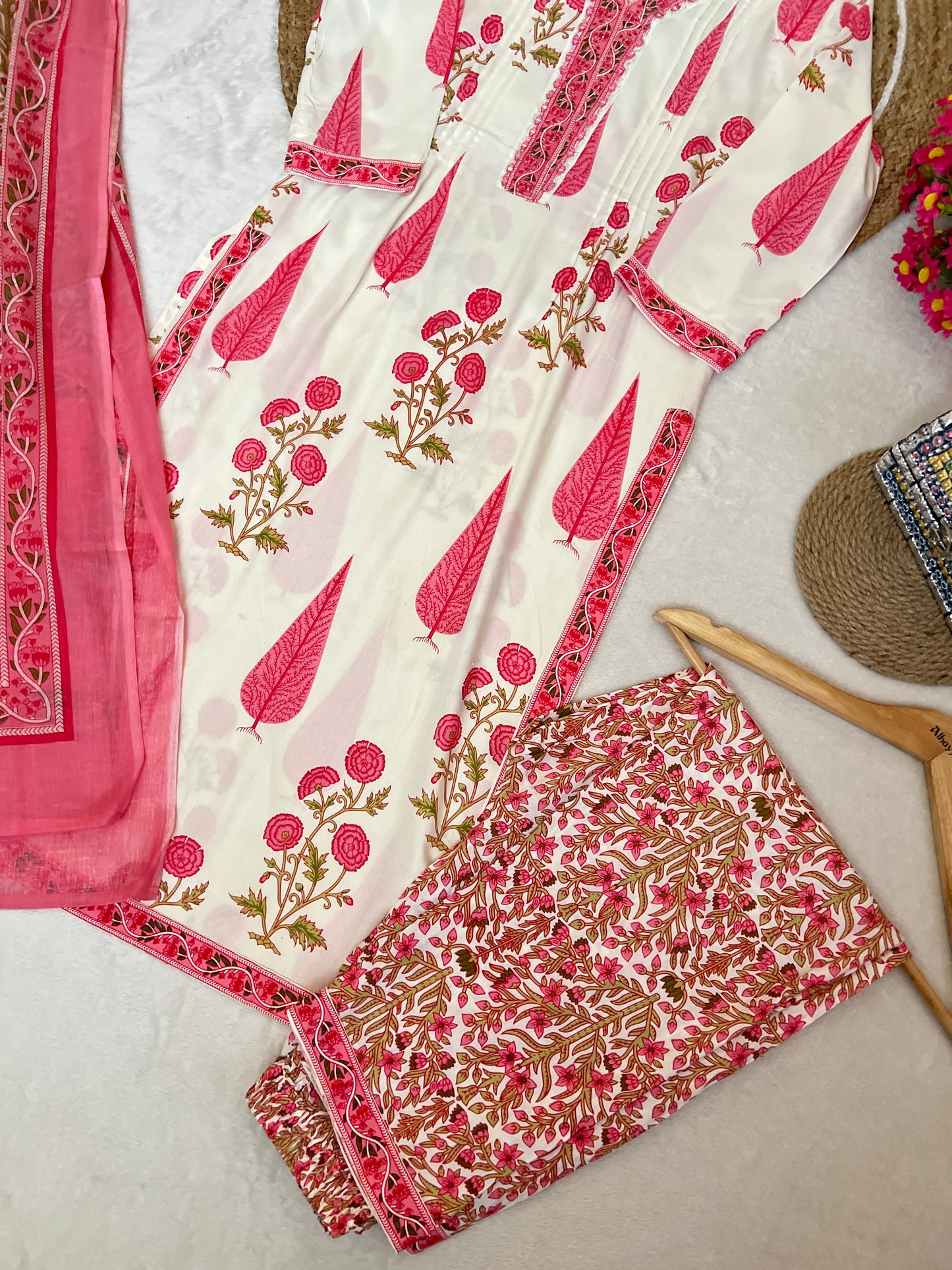 Beautiful dress with mirror work on neck