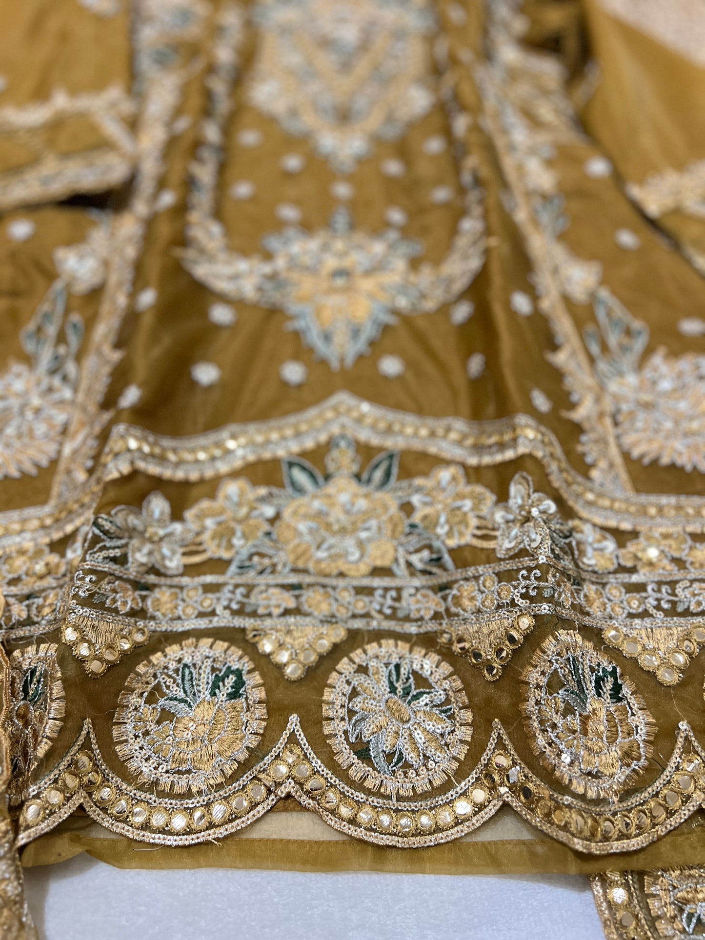 Premium suit set in organza material with full embroidery and sequins work CBRP2064