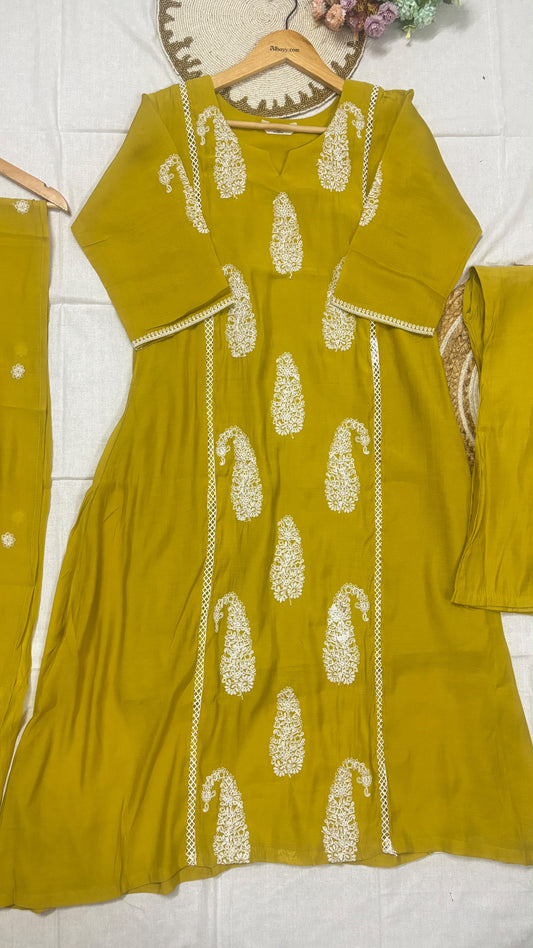 Mul chanderi suit set