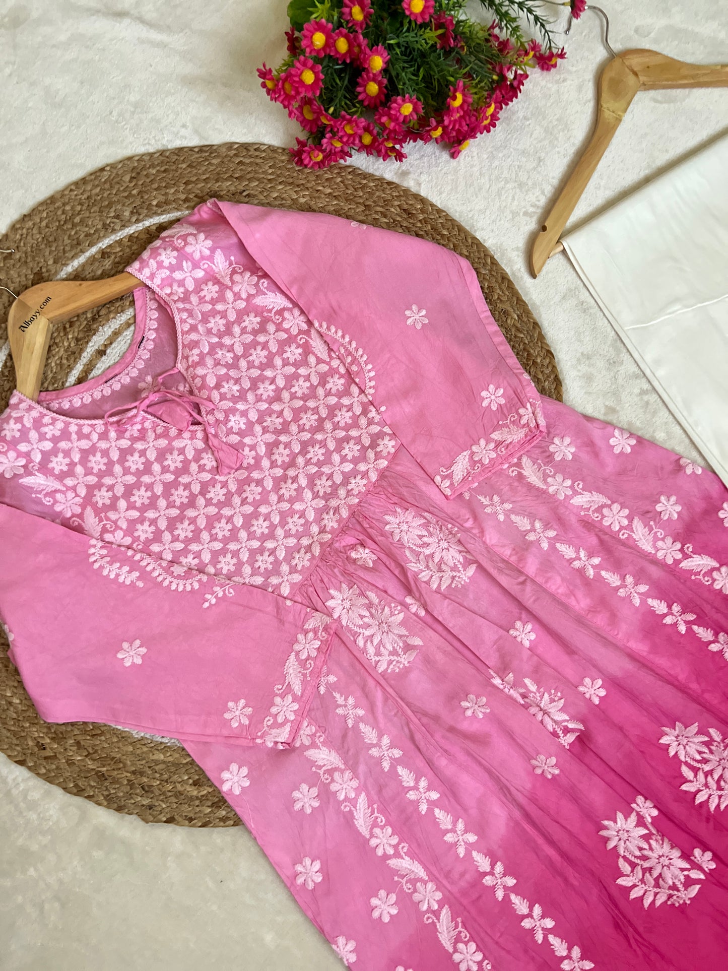 Beautiful Chikankari frock pant Set with Two shade color (its Limited stock only one set available)