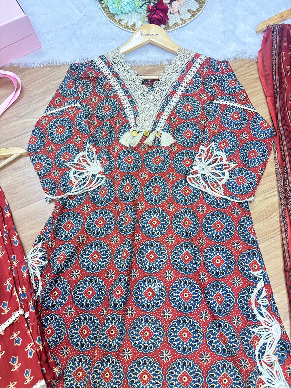 Premium cotton dress with lace work