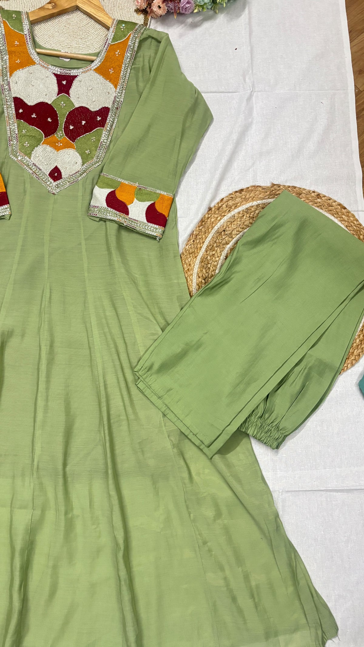 Mul chanderi suit set