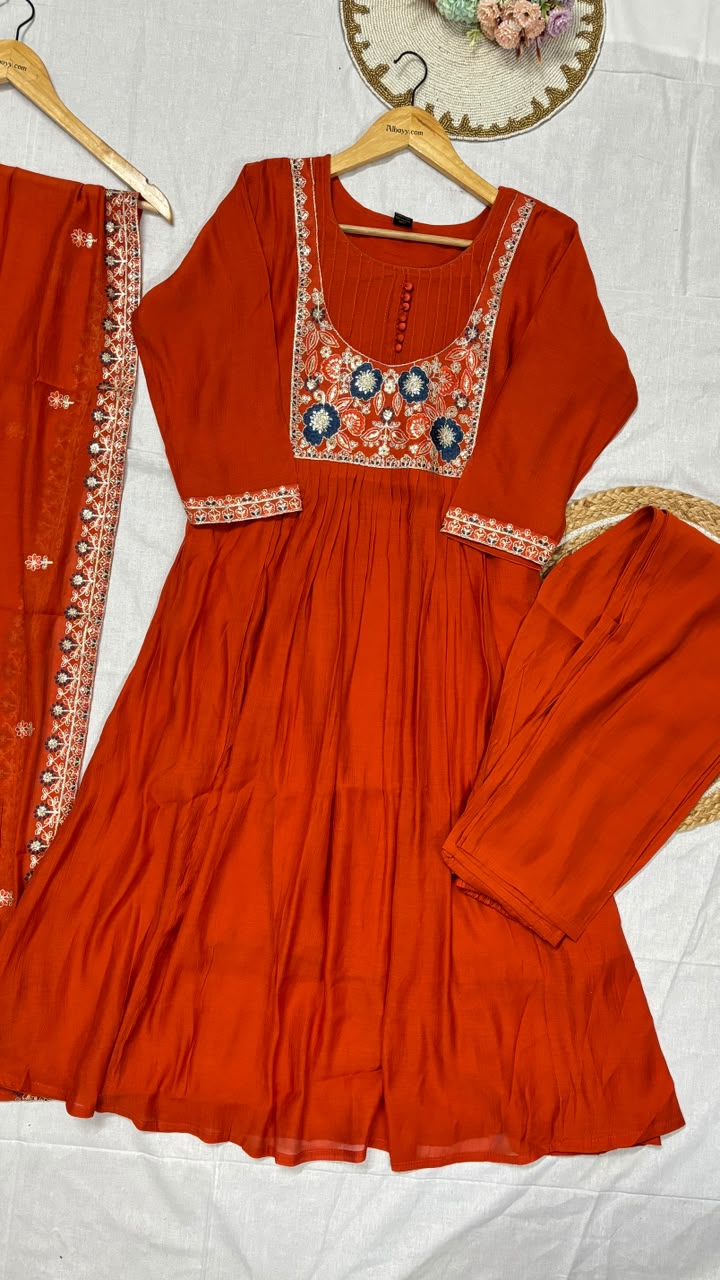 Mul chanderi suit set