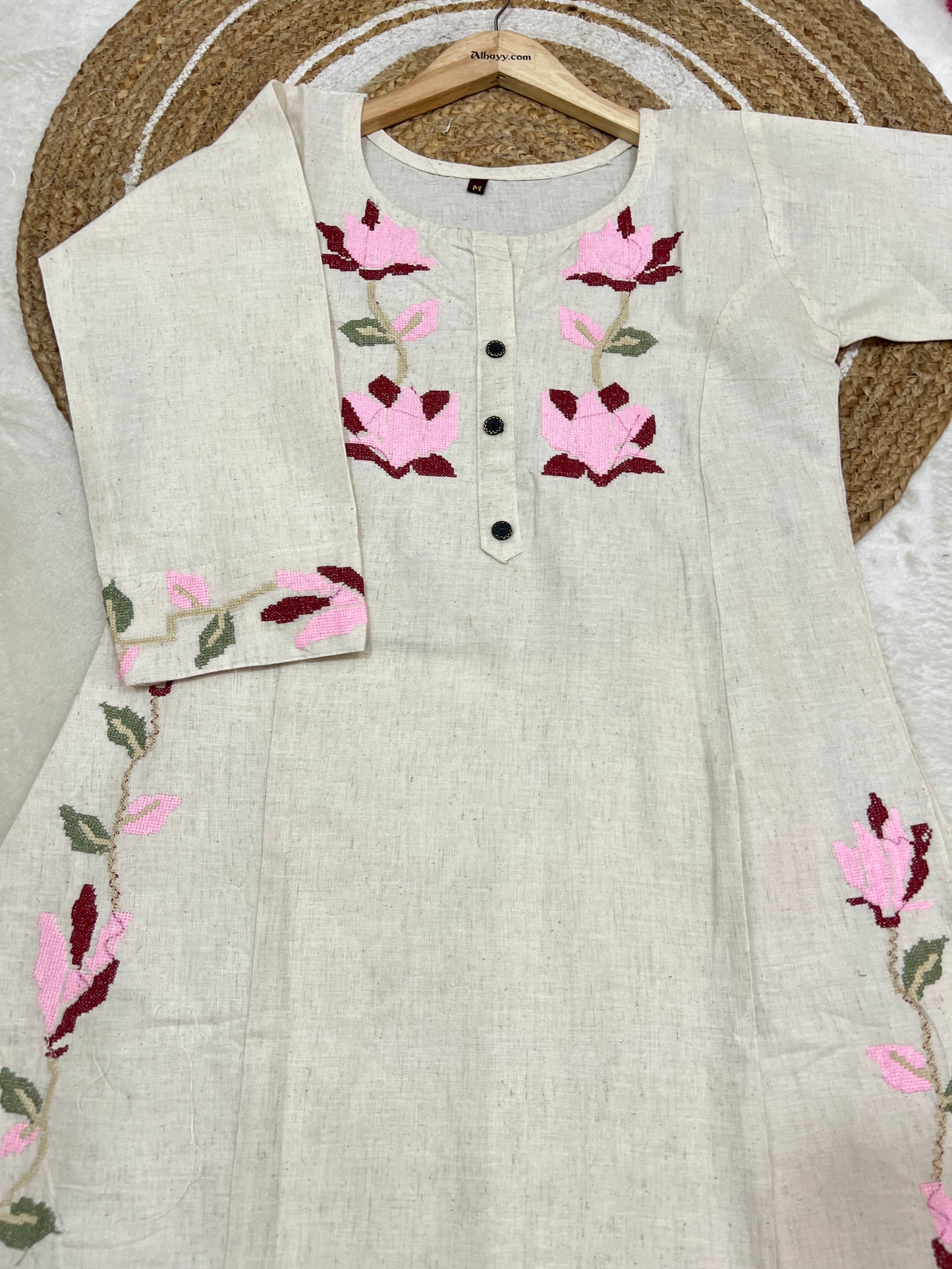 Khadi cord set with embroidery