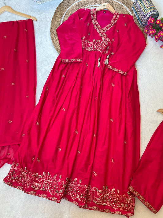 1019-mul cotton dress with full embroidery