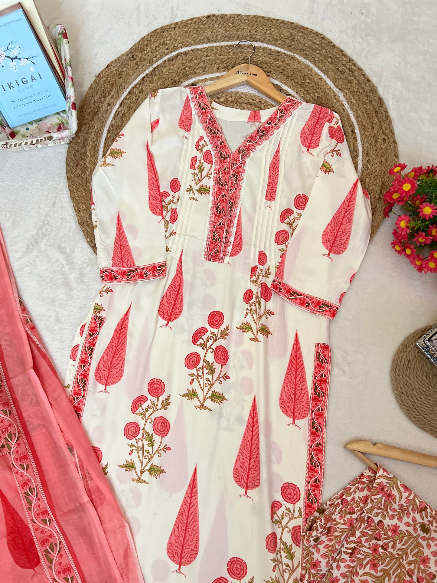 Beautiful dress with mirror work on neck