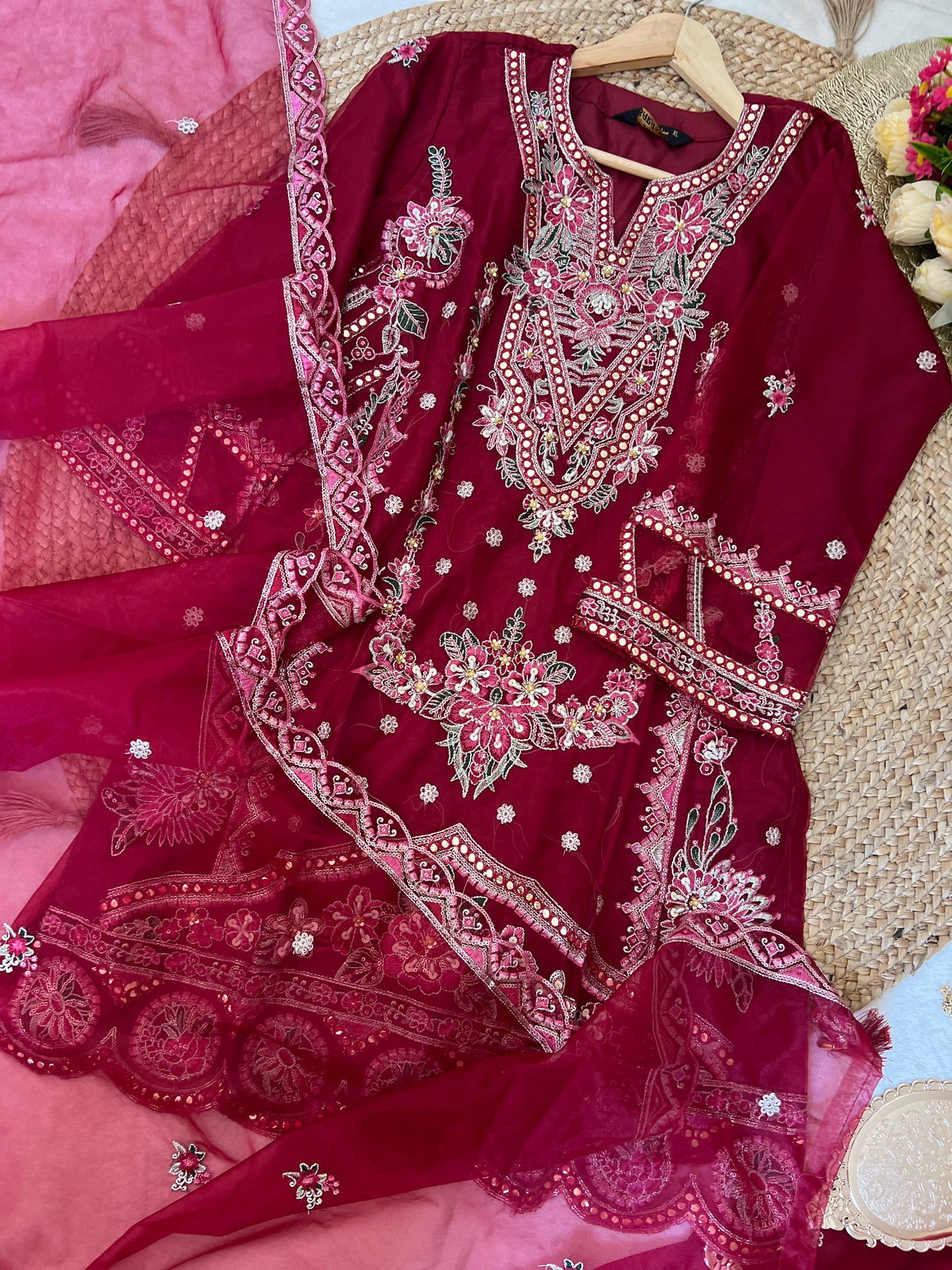Premium Suit set soft organza material with full work CBRP