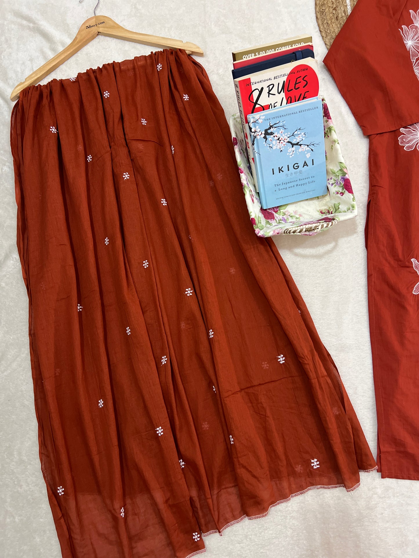 Cotton suit with full embroidery