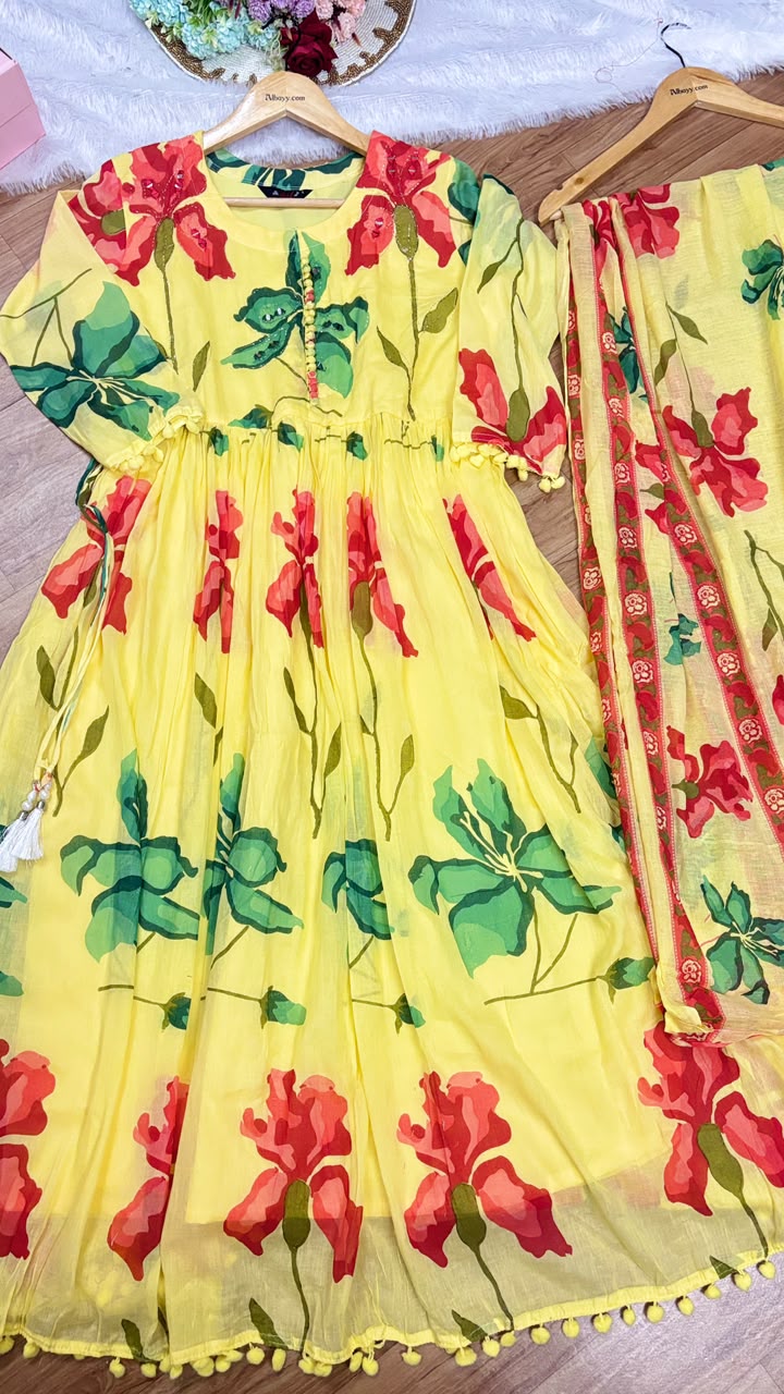 Mul cotton frock dupatta set