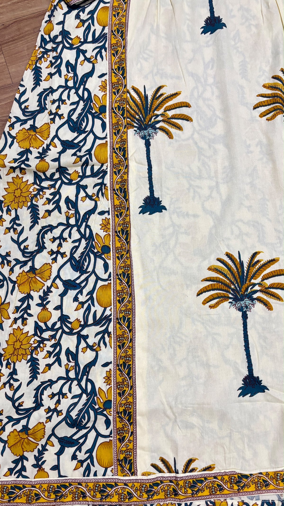 Suit set cotton work on net and other full print