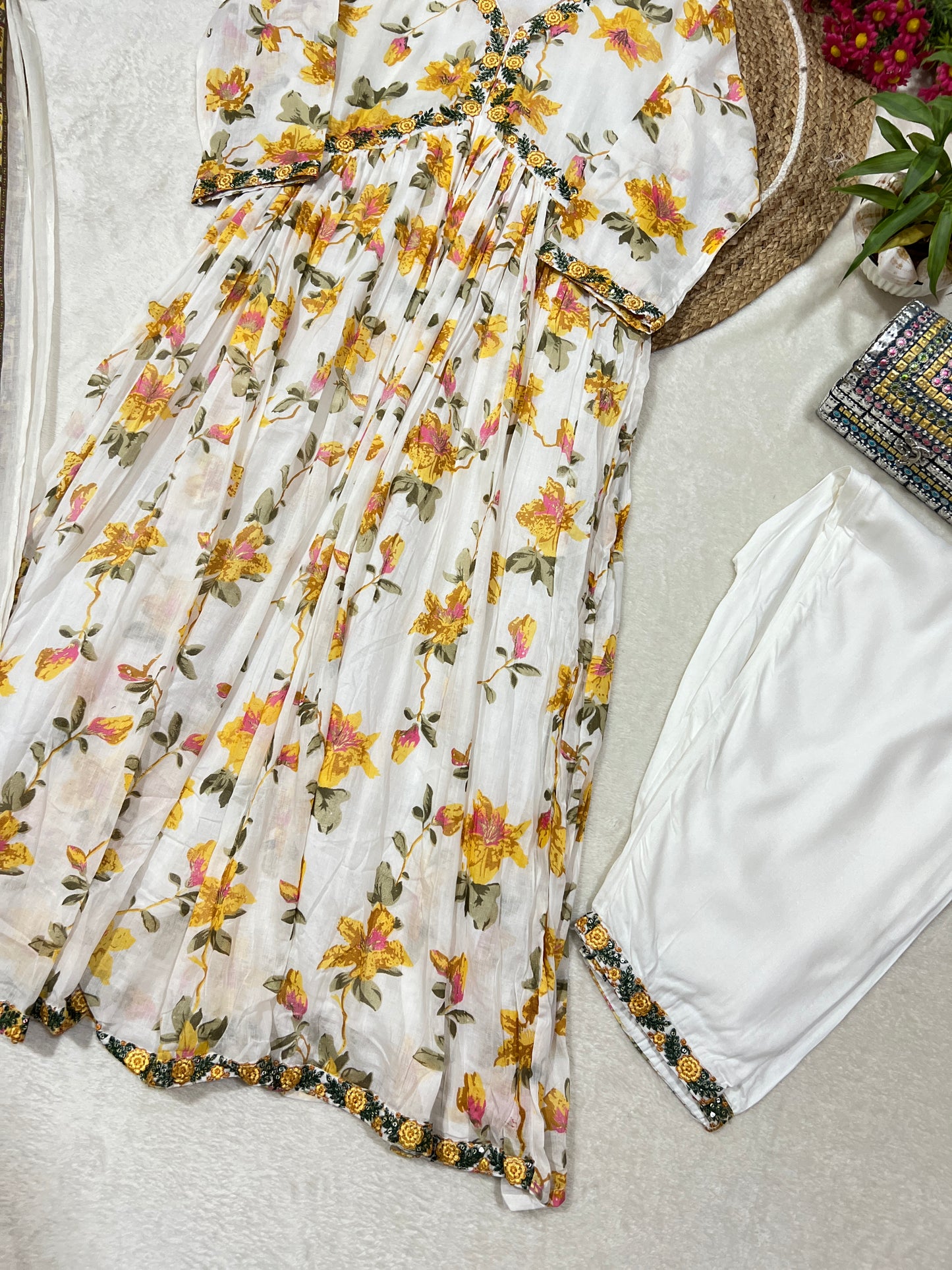 Mul cotton frock with dupatta and pant
