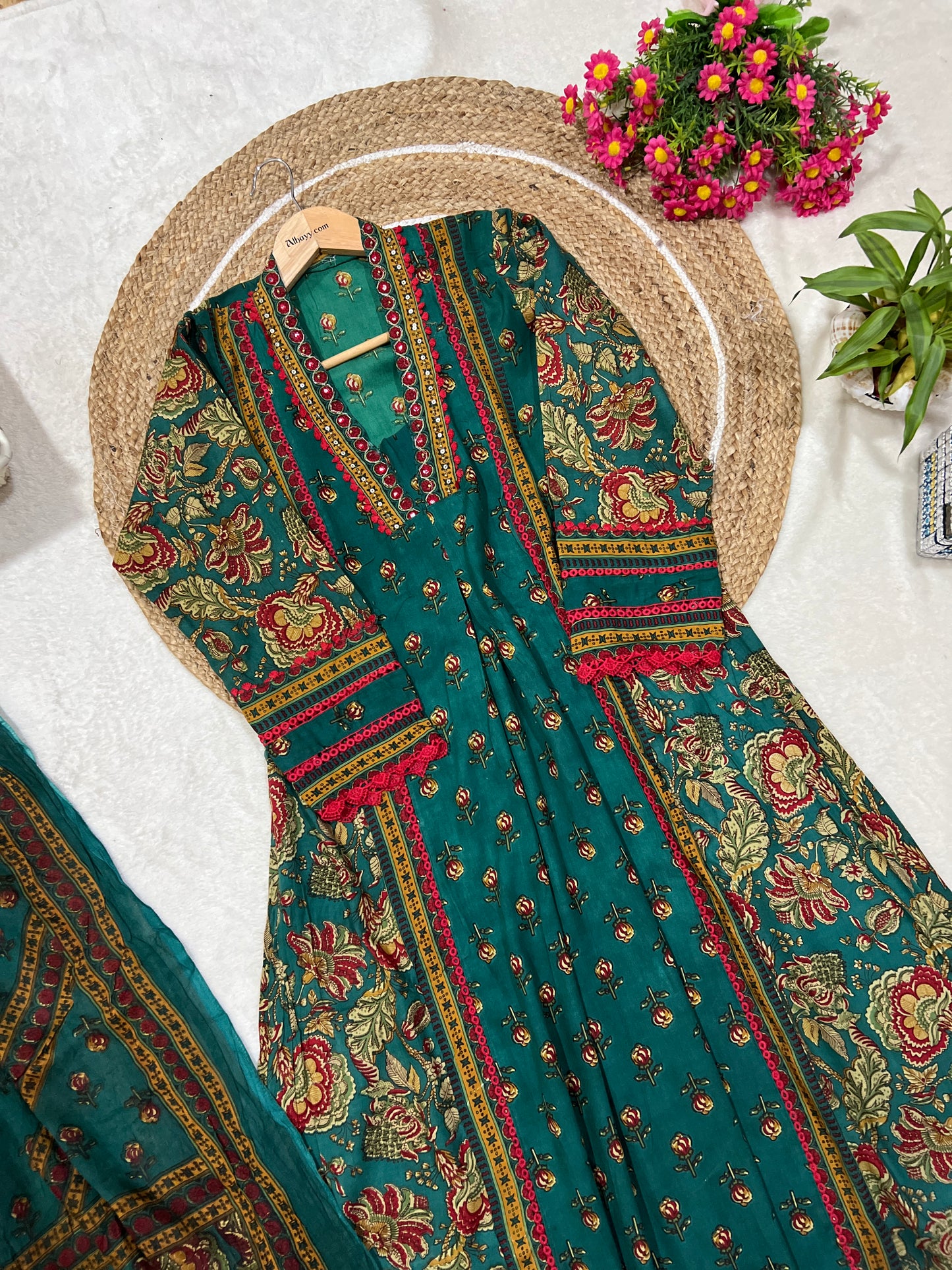 Cotton dress with cotton organza dupatta