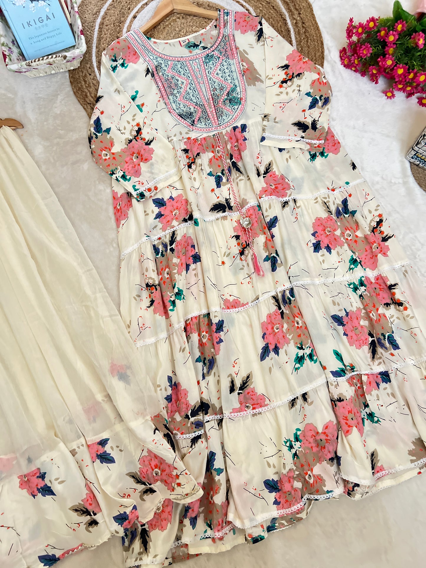 1014-plus size premium frock set cotton