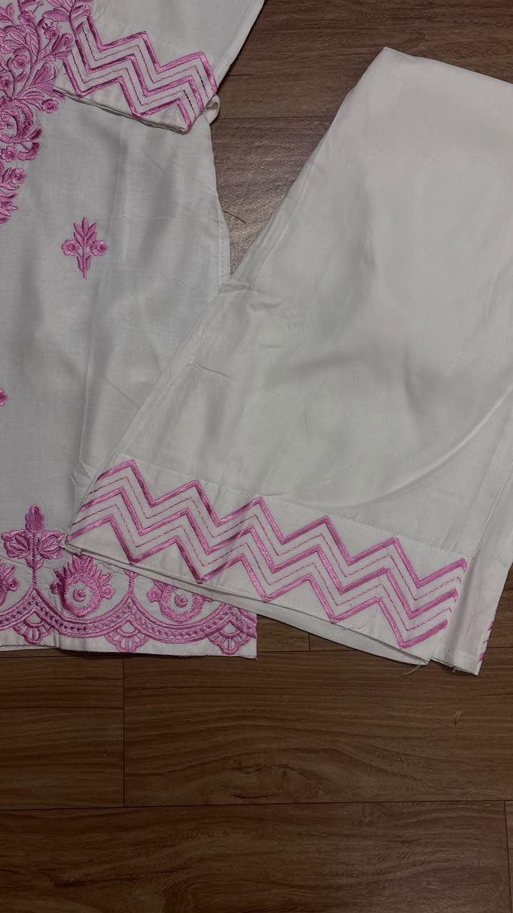 Kids wear full embroidery material soft cotton rayon