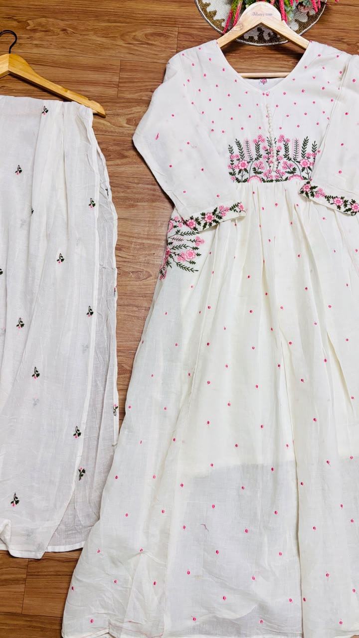 Mul cotton frock dupatta set