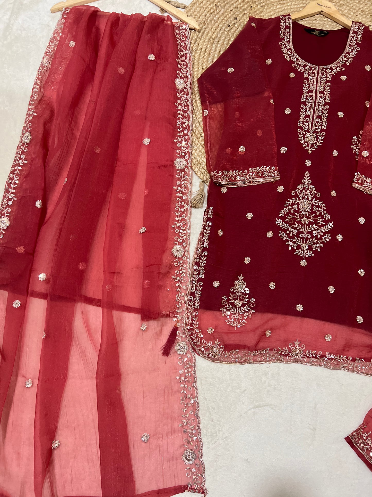 Premium Suit set organza material with full handwork sequence & embroidery CBRP2064