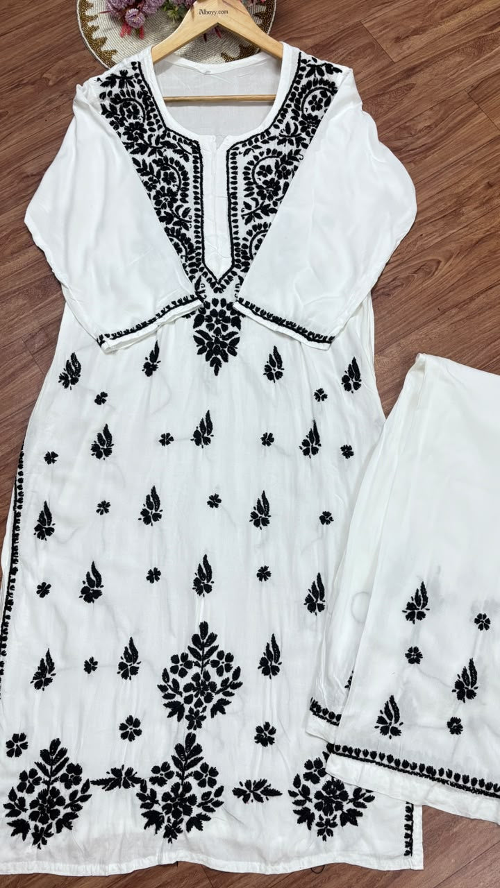 Rayon material chikankari