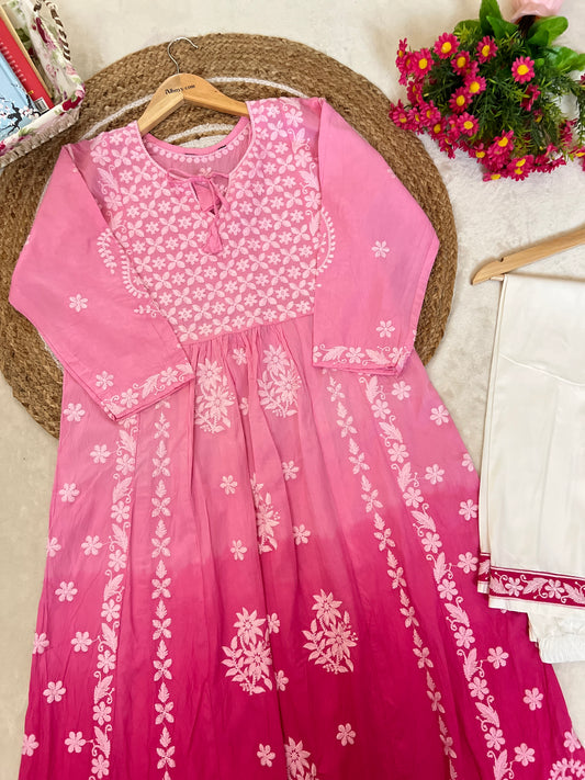 Beautiful Chikankari frock pant Set with Two shade color (its Limited stock only one set available)