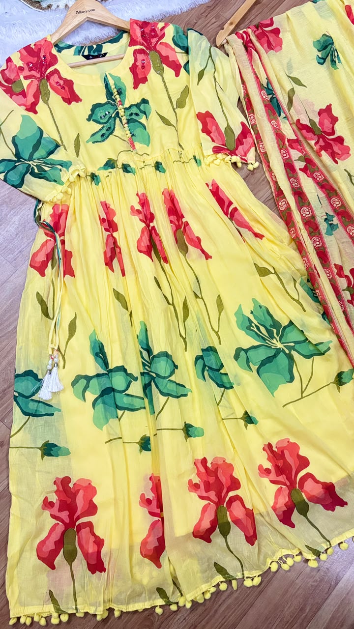 Mul cotton frock dupatta set