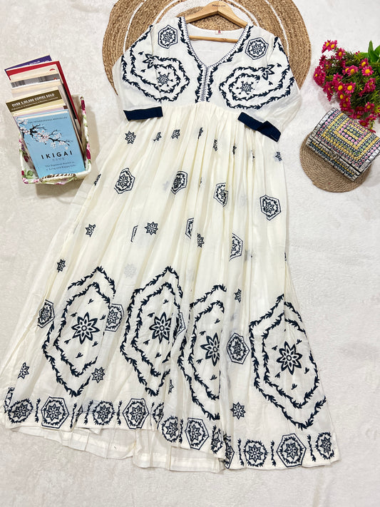 Frock cotton with full embroidery