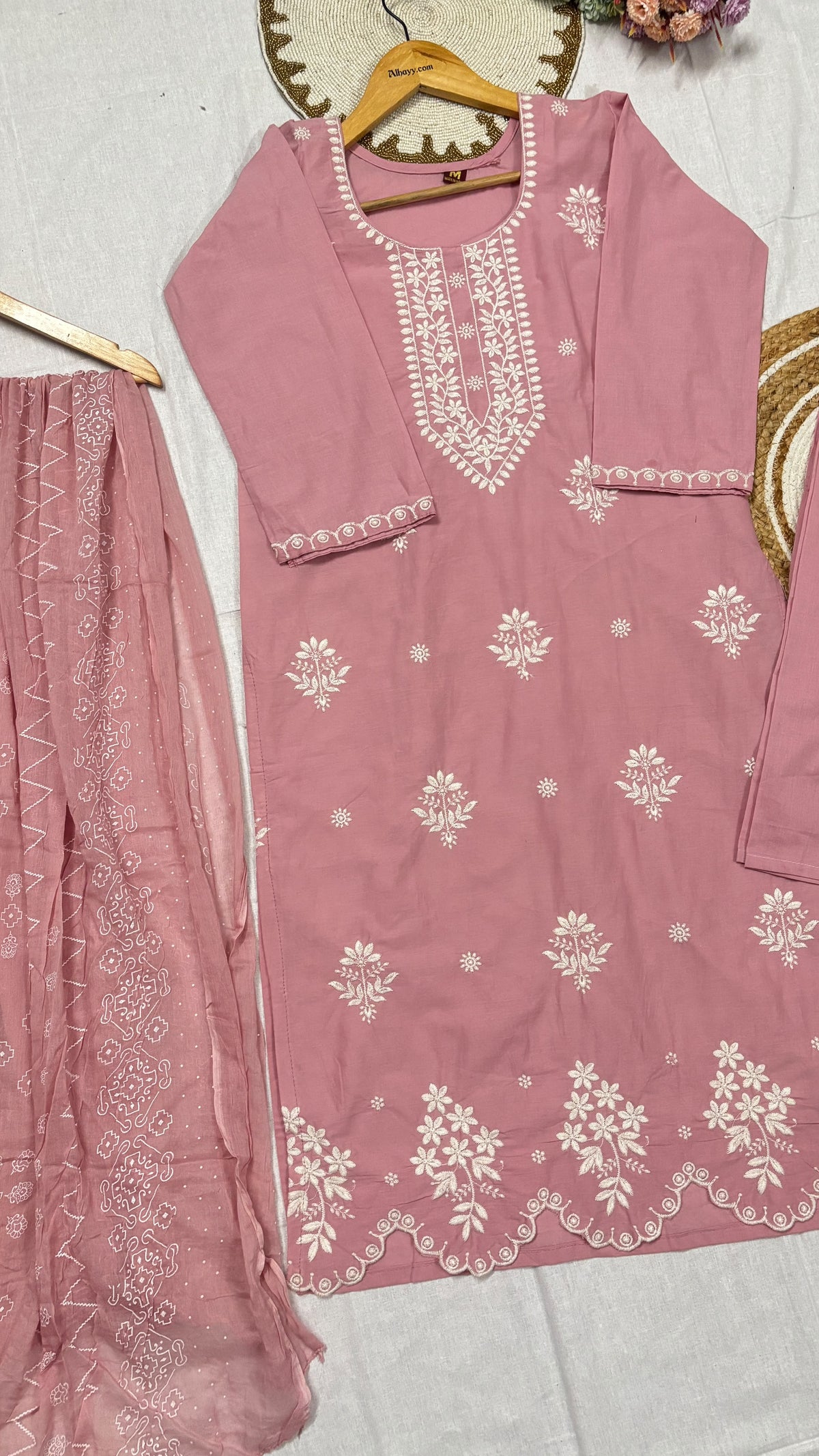 Cotton suit set embroidery full