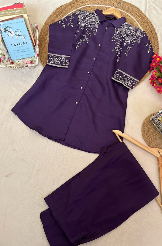 Cord set with full embroidery CBRP36