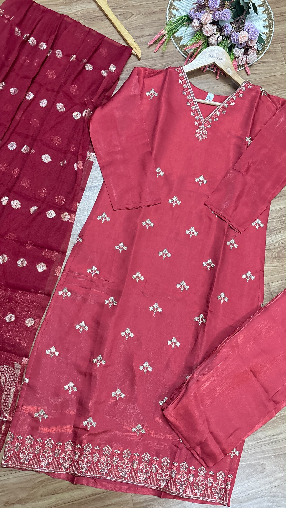 Suit set roman silk material