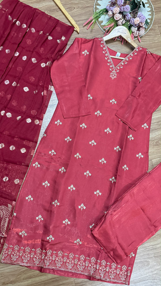Suit set roman silk material